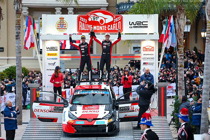 WRC MONTE-CARLO 2023 VICTOIRE DE SEBASTIEN OGIER ET DOUBLE TOYOTA 1 Rallye Monte Carlo 2023 Voiture 69 (Kalle Rovanperä, Jonne Halttunen)