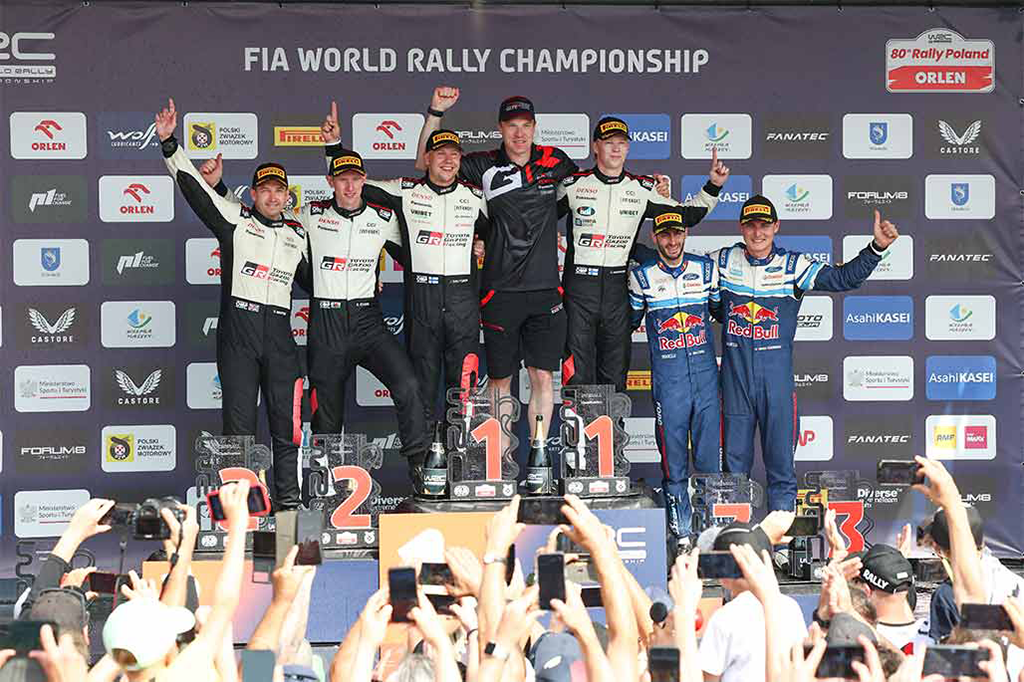 WRC: Le Finlandais Rovanperä s'impose en Pologne dans une victoire inattendue 4 Cérémonie du podium rallye de Pologne 2024
