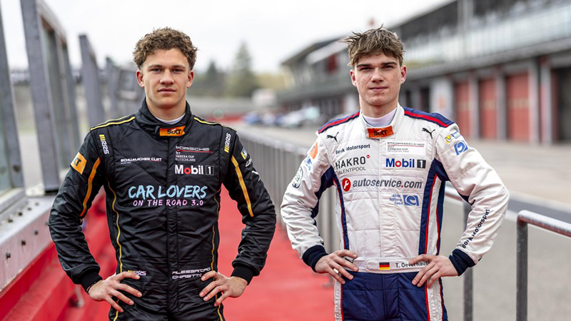 Carrera Cup Deutschland 2025 : Place à la 36e Saison ! 2 Alessandro-Ghiretti-F-Schumacher-CLRT-11-et-Theo-Oeverhaus-D-Bonk-Motorsport-34-