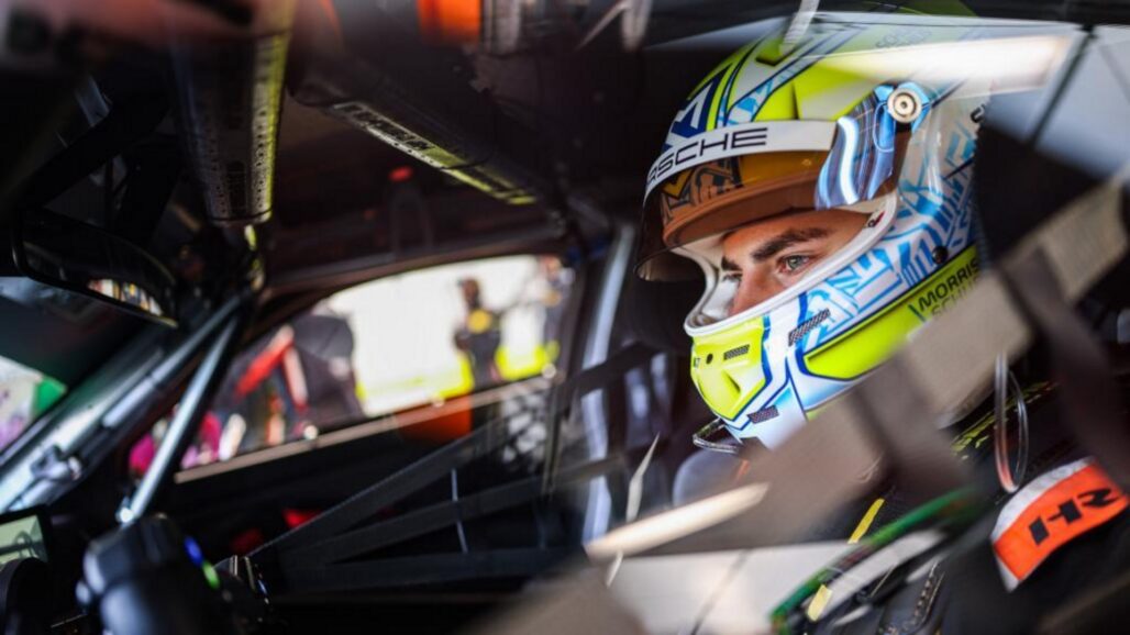 Course, DTM, Manche 7+8, Norisring (Allemagne) Le pilote d'usine Porsche Thomas Preining célèbre sa troisième victoire au Norisring 1 Morris Shuring Manthey Junior
