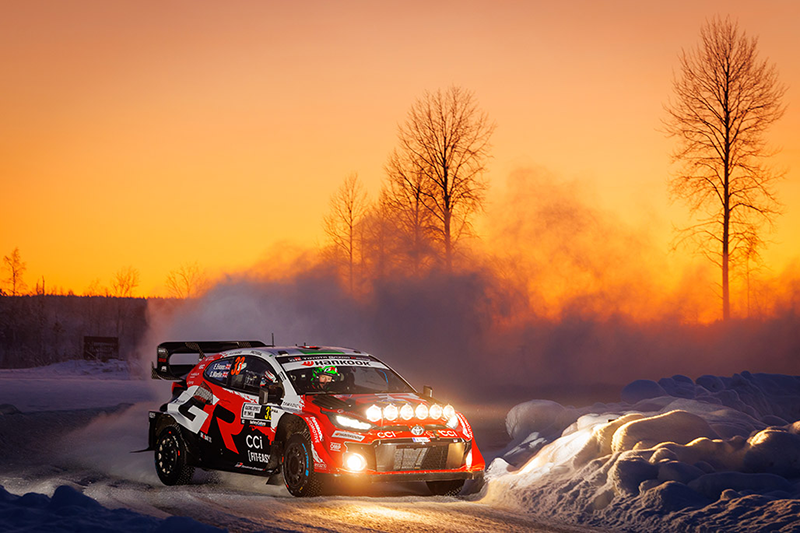 Elfyn Evans solide leader du Rallye de Suède à la veille de l’arrivée sur les spéciales enneigées. Voiture 33 (Elfyn Evans, Scott Martin)